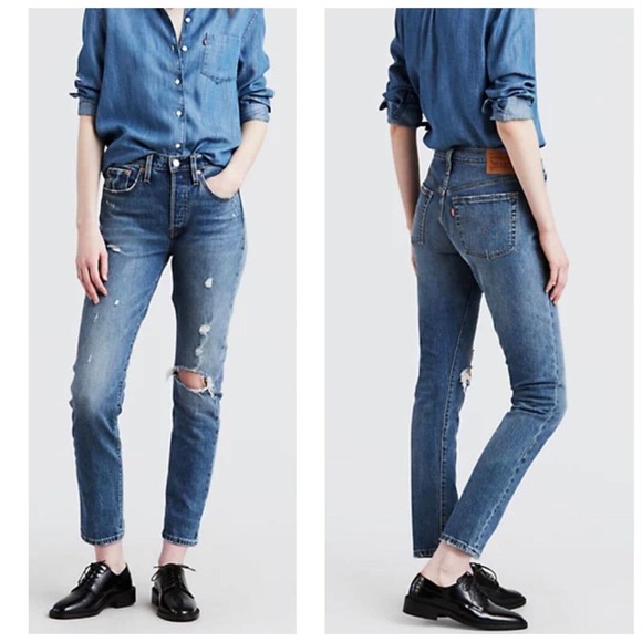 Levi's Denim - Levis 501 NWT Skinny Jean "Button Your Fly" Rainbow Distressed Womens 31x28